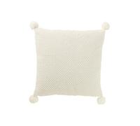 Coussin Déco à Pompons "Ulysse" 45x45cm Blanc