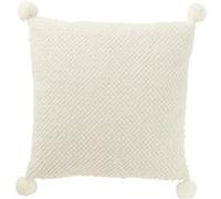 Coussin Déco à Pompons "Ulysse" 45x45cm Blanc Blanc G