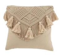 Coussin Déco avec Franges Cosy 45x45cm Beige Beige G