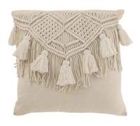 Coussin Déco avec Franges Cosy 50x50cm Ivoire