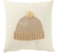 Coussin Déco Bonnet "Let's Get Cosy" 45x45cm Blanc Blanc G