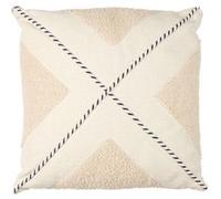 HOME DECO FACTORY, TX0043, Coussin Blanc 40x40 cm-Design élégant, Confort Optimal, déhoussable et Pratique, Parfait pour Tous Les Styles de décoration intérieure, Textile-Polyester, Bouclette Beige