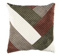 Home Deco Factory – Coussin Patchwork TX0332 – Confort, Entretien facile – 40x40cm Marron/Blanc/Vert