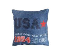 Coussin passepoil 40 x 40 cm microfibre imprimee east coast des. place Bleu bleu