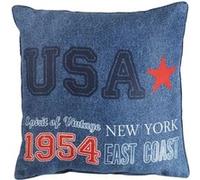 Coussin passepoil 40 x 40 cm microfibre imprimee east coast des. place Bleu bleu
