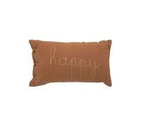 Atmosphera - Coussin rectangulaire Lili en gaze de coton 50x30cm Marron