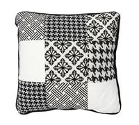 Coussin Déco - PARIS PRIX - Patchwork - 40x40cm - Noir & Blanc - Déhoussable