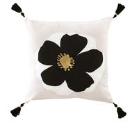 Douceur d'Intérieur Coussin déhoussable Issey 45 x 45 cm Naturel, coton imprimé or