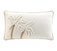 Coussin déhoussable tufté motif palmier - Taille: 30x50cm - Coloris: Ecru