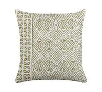 Coussin Décoratif à Motif Oriental 45 x 45 cm Vert et Blanc LARICS