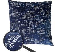 Coussin décoratif Ecriture, coussin de canapé décoratif avec remplissage, bleu effet brillant 45x45cm