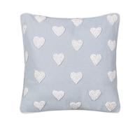 Coussin Décoratif en Coton Gris 45 x 45 cm à Motif de Coeurs Brodés Rembourré Ga
