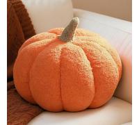 Coussin décoratif en forme de citrouille d'Halloween - En forme de citrouille - Orange - Coussin décoratif esthétique en velours - Coussin décoratif de lit - Rond - Pour l'automne - Idéal comme cadeau