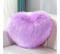 Coussin décoratif en forme de cœur double face en peluche super douce pour salon, canapé, chambre d'enfant, lit - 35 x 45 cm - Violet clair