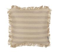Coussin Décoratif en Jute et Coton Beige à Franges et Rayures 45 x 45 cm Cirsium