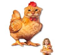 Coussin décoratif en peluche avec visage de chat et poulet