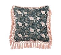 Coussin Décoratif en Velours à Motif Floral Imprimé 45 x 45 cm Rose et Vert Parr