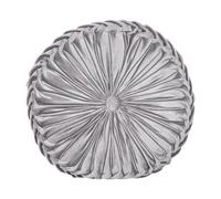 Coussin Décoratif Gris en Velours 40 cm Rond Tissu Plissé Design Glamour Udala