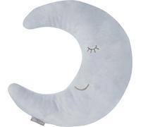 Coussin Décoratif Pour Chambre D'enfant En Forme De Lune Style-30 X 25 Cm-Oreiller Bébé En Peluche-Visage Souriant Brodé-Bleu Clair