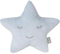 Coussin Décoratif Pour Chambre D'enfant En Forme D'étoile Style-32 X 28 Cm-Oreiller Bébé En Peluche-Visage Souriant Brodé-Bleu Clair