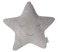 roba Coussin Décoratif pour Chambre d'Enfant en Forme d'Étoile roba Style - 32 x 28 cm - Oreiller Bébé en Peluche - Visage Souriant Brodé - Rose Pastel