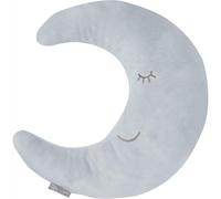 roba Coussin Décoratif pour Chambre d'Enfant en Forme de Lune roba Style - 30 x 25 cm - Oreiller Bébé en Peluche - Visage Souriant Brodé - Bleu Clair