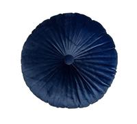 Coussin Décoratif 'Pumpkin' en Velours Silver Fox avec Broderie - de Sol Rond Plissé à la Main 35 cm Rembourrage Doux Coton PP pour Salon, Méditation, Yoga, Décoration Intérieure(Navy Blue,1pc)