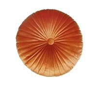 Coussin Décoratif 'Pumpkin' en Velours Silver Fox avec Broderie - de Sol Rond Plissé à la Main 35 cm Rembourrage Doux Coton PP pour Salon, Méditation, Yoga, Décoration Intérieure(Orange,2pcs)