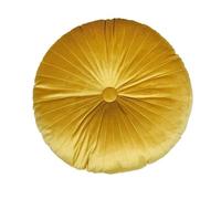 Coussin Décoratif 'Pumpkin' en Velours Silver Fox avec Broderie - de Sol Rond Plissé à la Main 35 cm Rembourrage Doux Coton PP pour Salon, Méditation, Yoga, Décoration Intérieure(Yellow,1pc)