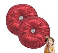 Coussin décoratif Rond européen, Coussin d'appoint Rond métallique plissé Doux en Forme de Citrouille, Fait Main, pour canapé, Chambre ou Salon (C 35 cm/14 po (Lot de 2))