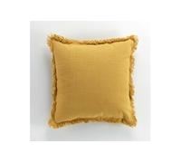 Coussin dehous. compr. franges 45 x 45 cm coton uni vanina Jaune