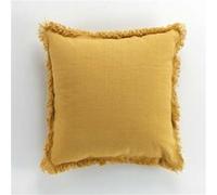 Coussin dehous. compr. franges 45 x 45 cm coton uni vanina Jaune