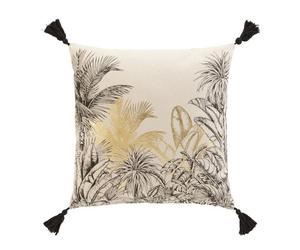 Coussin dehous. Compr. Pompons 45x45 cm coton/polyester imp. Metal. Papaya des p sans