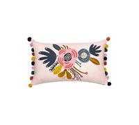 CAPUK - Coussin Déhoussable 30x50cm Coton Motif Rétro avec Pompons -