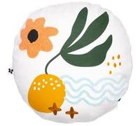 PITCH - Coussin Déhoussable Ø40cm Blancs Motifs Brodés Colorés -