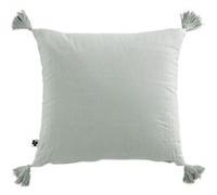 OUREA - Coussin Déhoussable 40x40cm avec Pompons Gaze de Coton Eucalyptus -