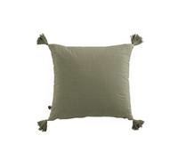 OUREA - Coussin Déhoussable 40x40cm avec Pompons Gaze de Coton Romarin - Altobuy