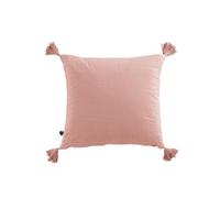 OUREA - Coussin Déhoussable 40x40cm avec Pompons Gaze de Coton Rose Pêche -