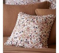 AltoBuy Adonis - Coussin Déhoussable 40x40cm Gaze de Coton Blanc Imprimé Fleur Biais en Croché