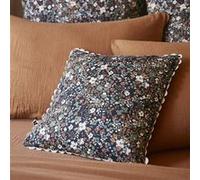 AltoBuy Adonis - Coussin Déhoussable 40x40cm Gaze de Coton Bleu Imprimé Fleur Biais en Croché