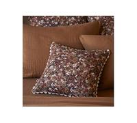 ADONIS - Coussin Déhoussable 40x40cm Gaze de Coton Brun Imprimé Fleur Biais en Croché - Altobuy Imprimé G