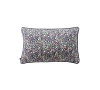 SOIZIC - Coussin Déhoussable 40x60cm Gaze de Coton Imprimé Bleu-Violet Imprimé Fleurs -