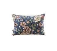 Coussin déhoussable 40x60cm velours imprimé floral coloris bleu - FAUSTINE - ALTOBUY Bleu