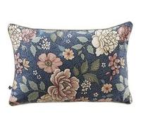 Coussin déhoussable 40x60cm velours imprimé floral coloris bleu - FAUSTINE - ALTOBUY