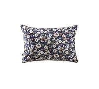 Coussin déhoussable 40x60cm velours imprimé petites fleurs coloris bleu marine - CORINNE - ALTOBUY