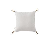 MARGAUX - Coussin Déhoussable 45x45cm avec Pompons Lin Lavé Coloris Craie - Altobuy Lin