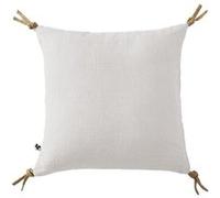 MARGAUX - Coussin Déhoussable 45x45cm avec Pompons Lin Lavé Coloris Craie - Altobuy Lin