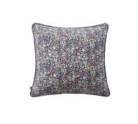 SOIZIC - Coussin Déhoussable 45x45cm Gaze de Coton Imprimé Bleu-Violet Imprimé Fleurs -