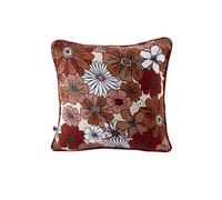 Coussin déhoussable 45x45cm gaze de coton imprimé Floral coloris terracotta - ANASTASIA - ALTOBUY