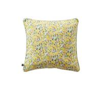 SIMONE - Coussin Déhoussable 45x45cm Gaze de Coton Jaune Imprimé Floral -